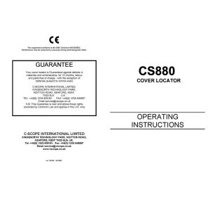 CScope CS-880 Buried Cover Locator User Guide from JB Sales Limited